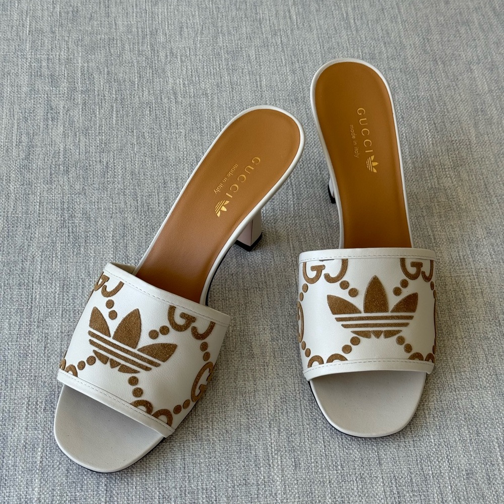 NEW adidas x Gucci women's leather slide sandal